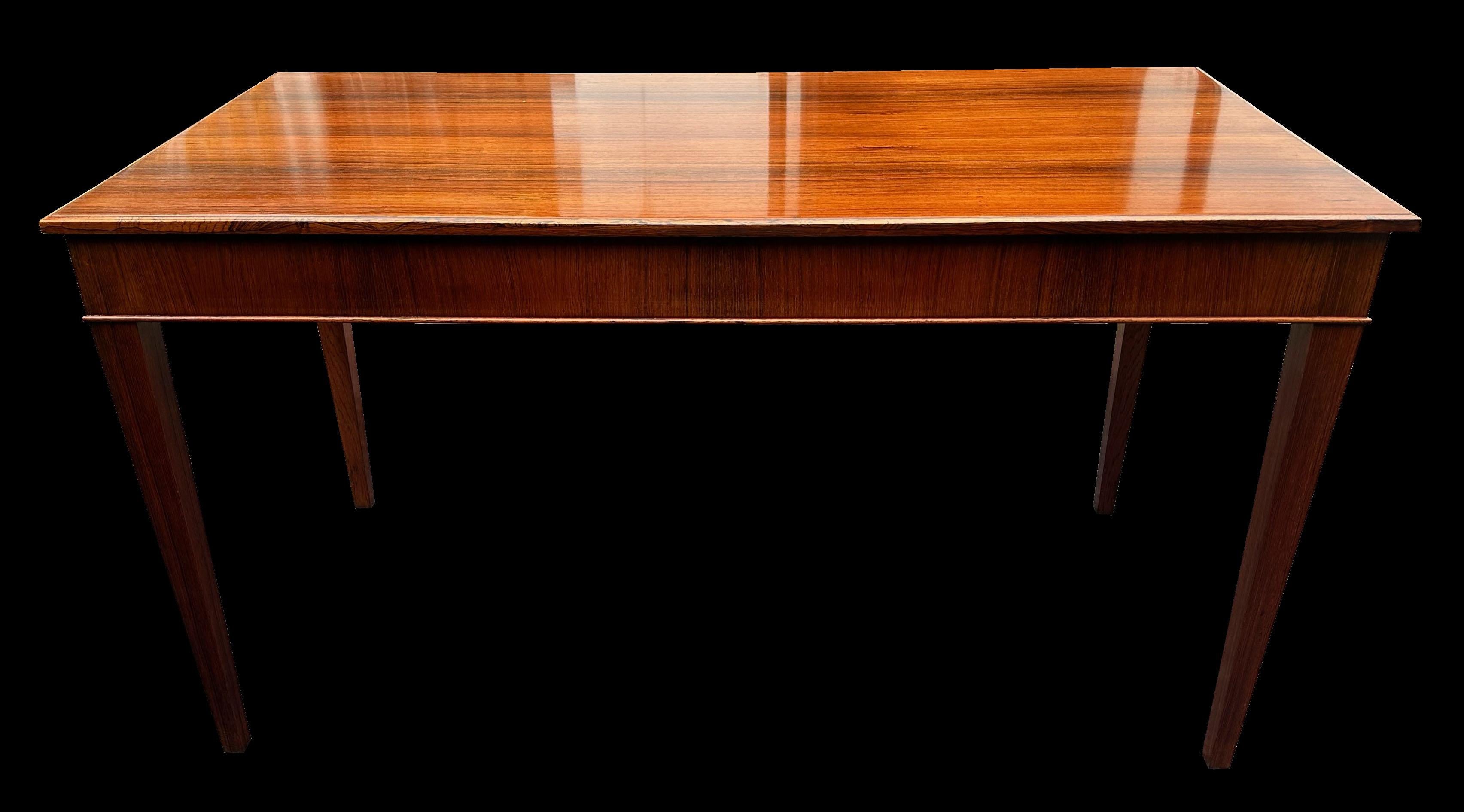 Scandinavian Modern Santos Rosewood 3 Drawer Desk/Writing Table by Frits Henningsen For Sale