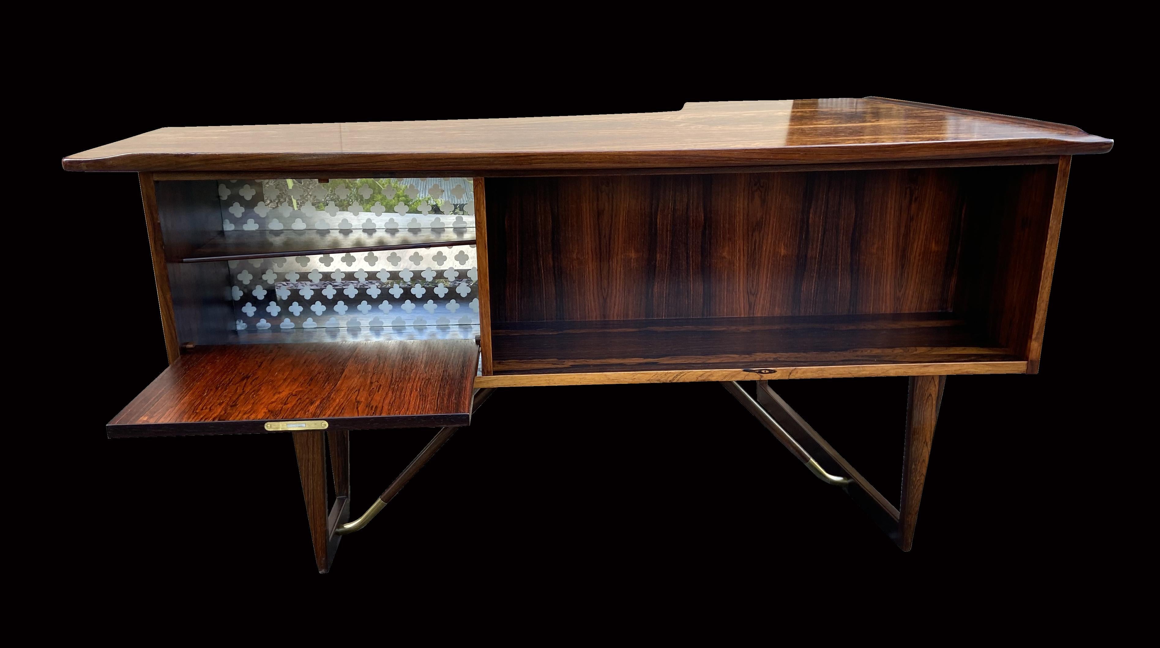 Hardwood Santos Rosewood Boomerang Desk by Peter Lovig Nielsen for Hedensted Mobelfabrik