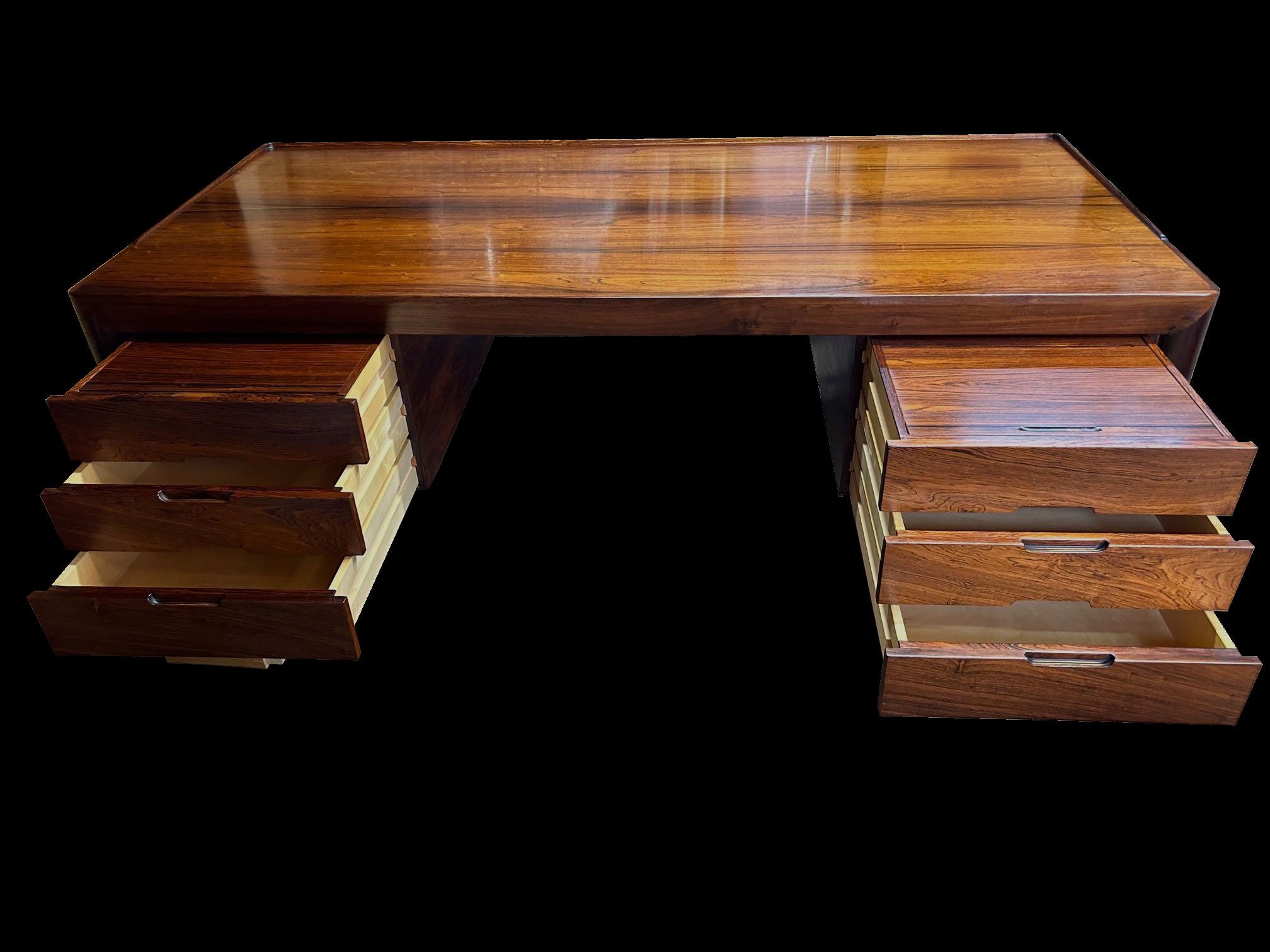 Santos Rosewood Desk by Erik Riisager Hansen for Haslev Mobelsnedkeri For Sale 8