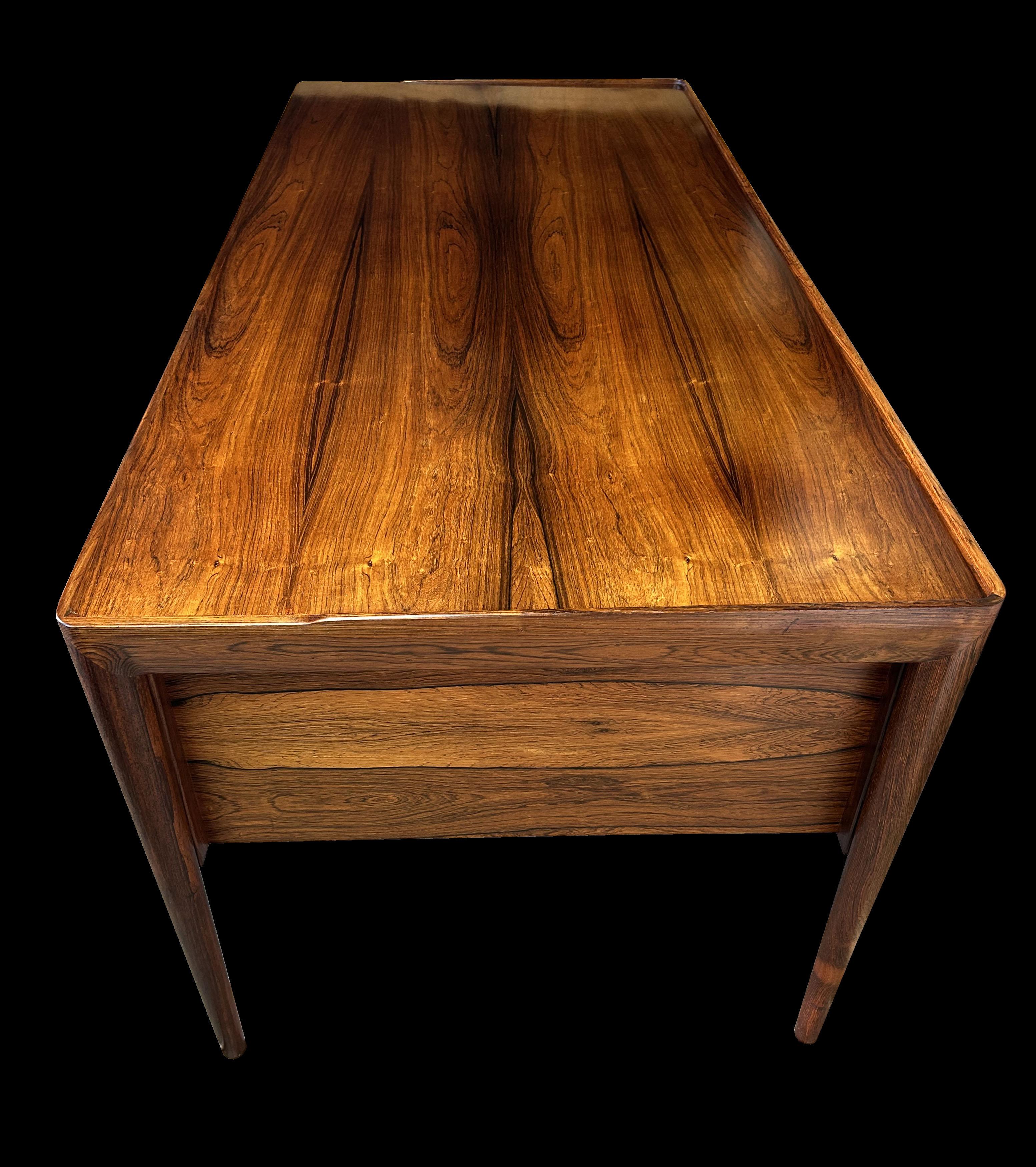 Danish Santos Rosewood Desk by Erik Riisager Hansen for Haslev Mobelsnedkeri For Sale