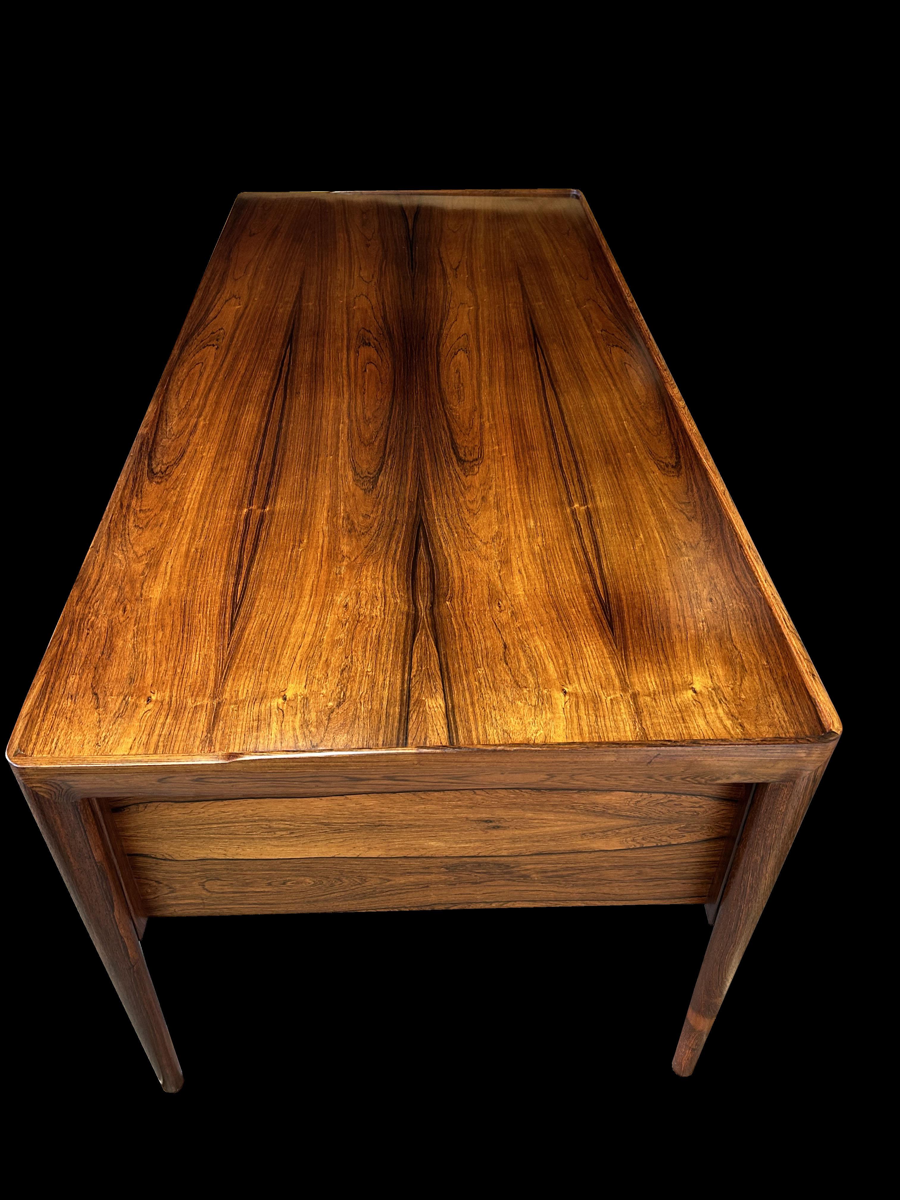 20th Century Santos Rosewood Desk by Erik Riisager Hansen for Haslev Mobelsnedkeri For Sale