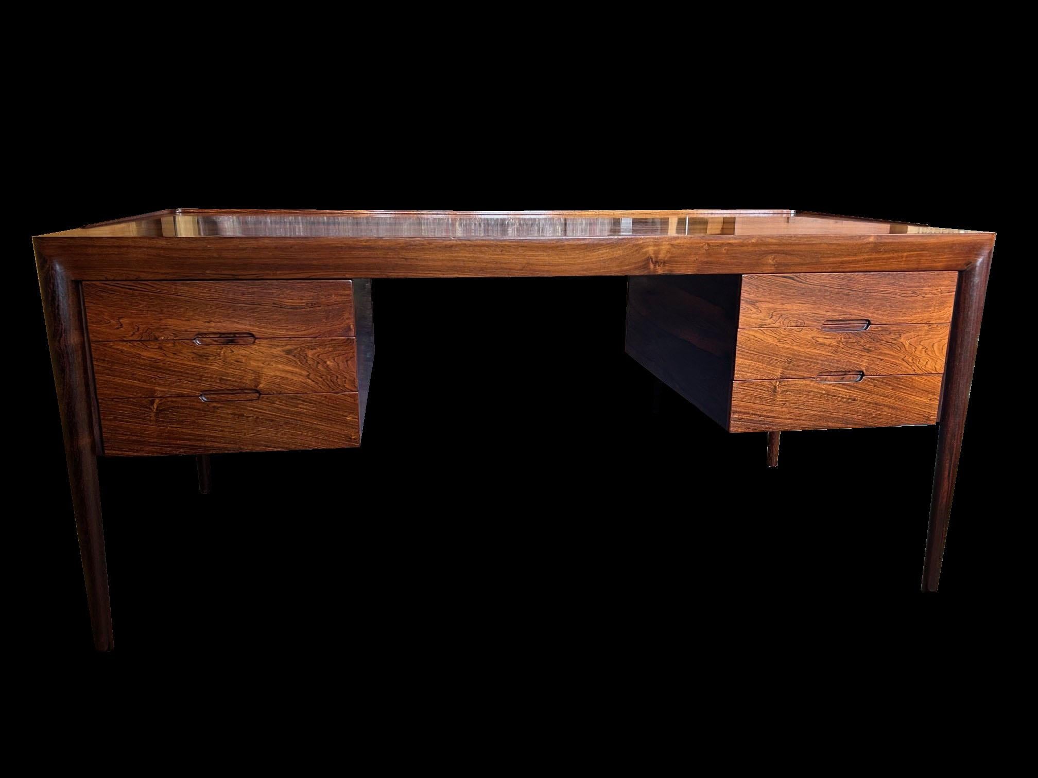 Hardwood Santos Rosewood Desk by Erik Riisager Hansen for Haslev Mobelsnedkeri For Sale