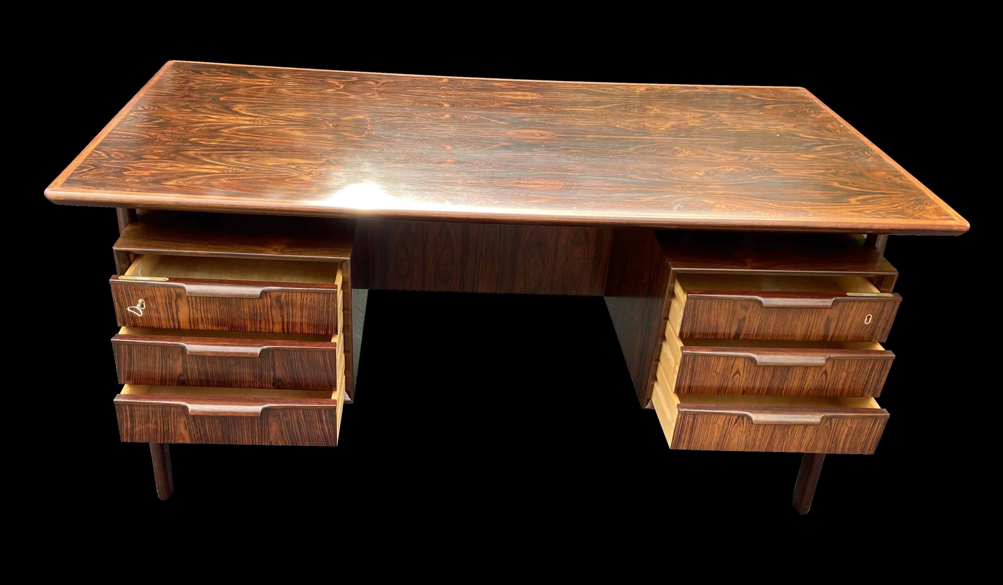 Danish Santos Rosewood Desk by Gunni Omann for Omann Junn Mobelfabrik