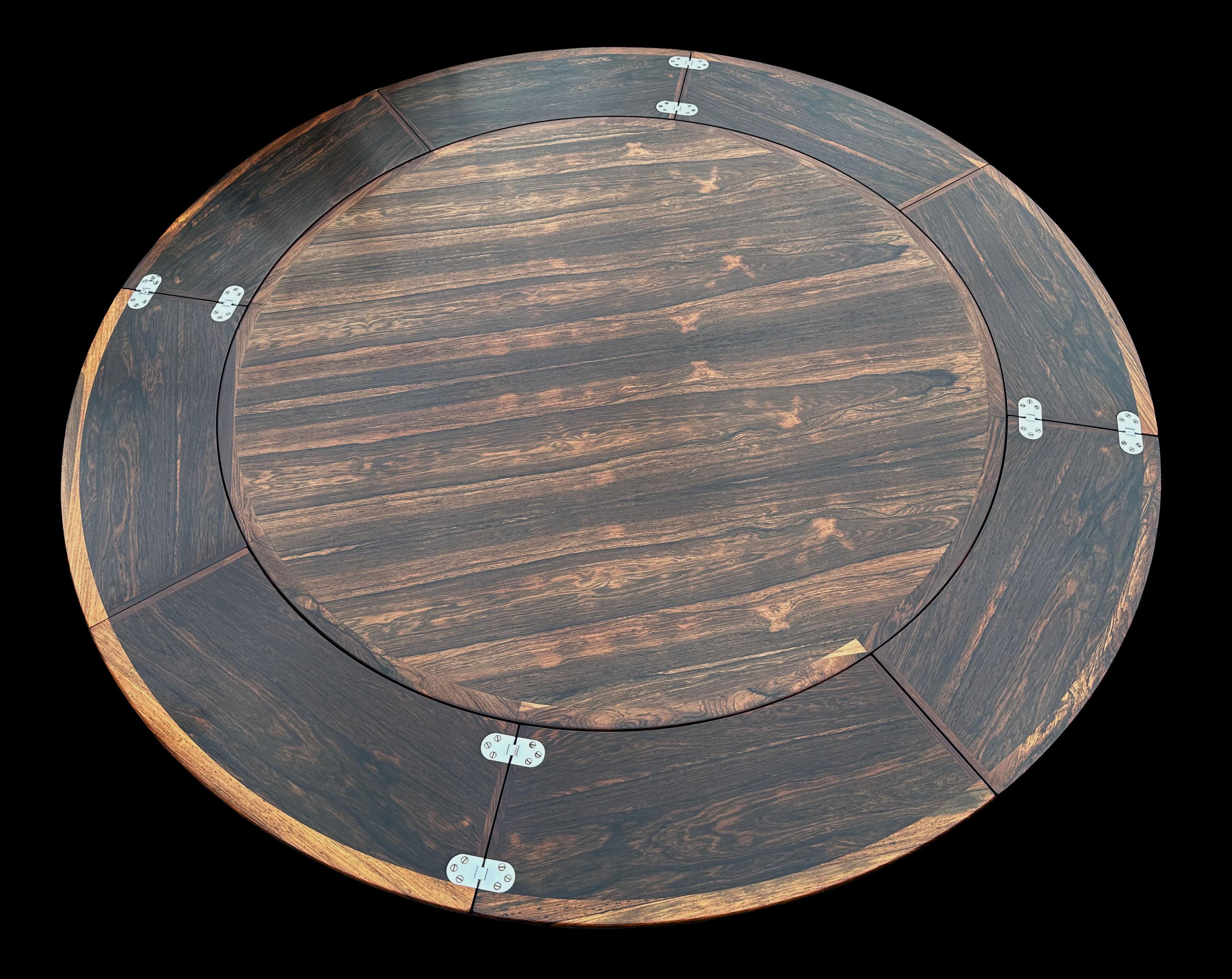 Scandinavian Modern Santos Rosewood Flip Flap or Lotus Dining Table by Dyrlund For Sale