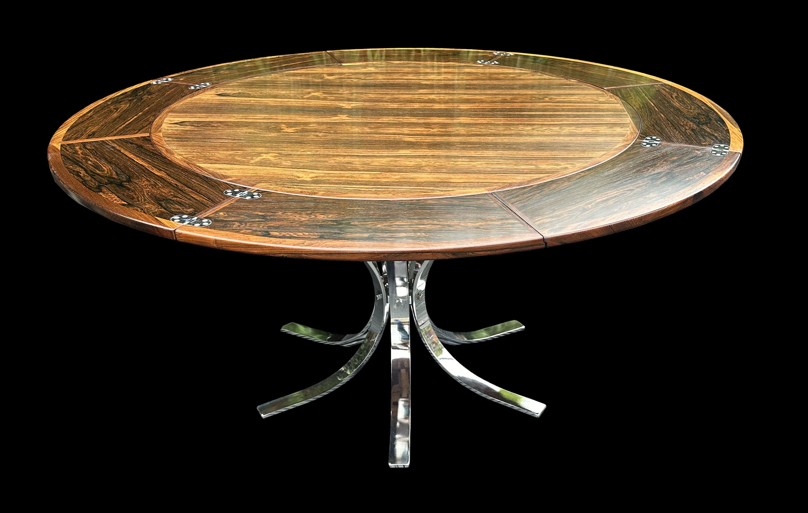 20th Century Santos Rosewood Flip Flap or Lotus Dining Table by Dyrlund For Sale