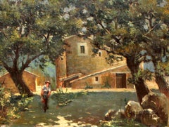 Paisaje rural con figura - Óleo sobre tela - Firmado y enmarcado
