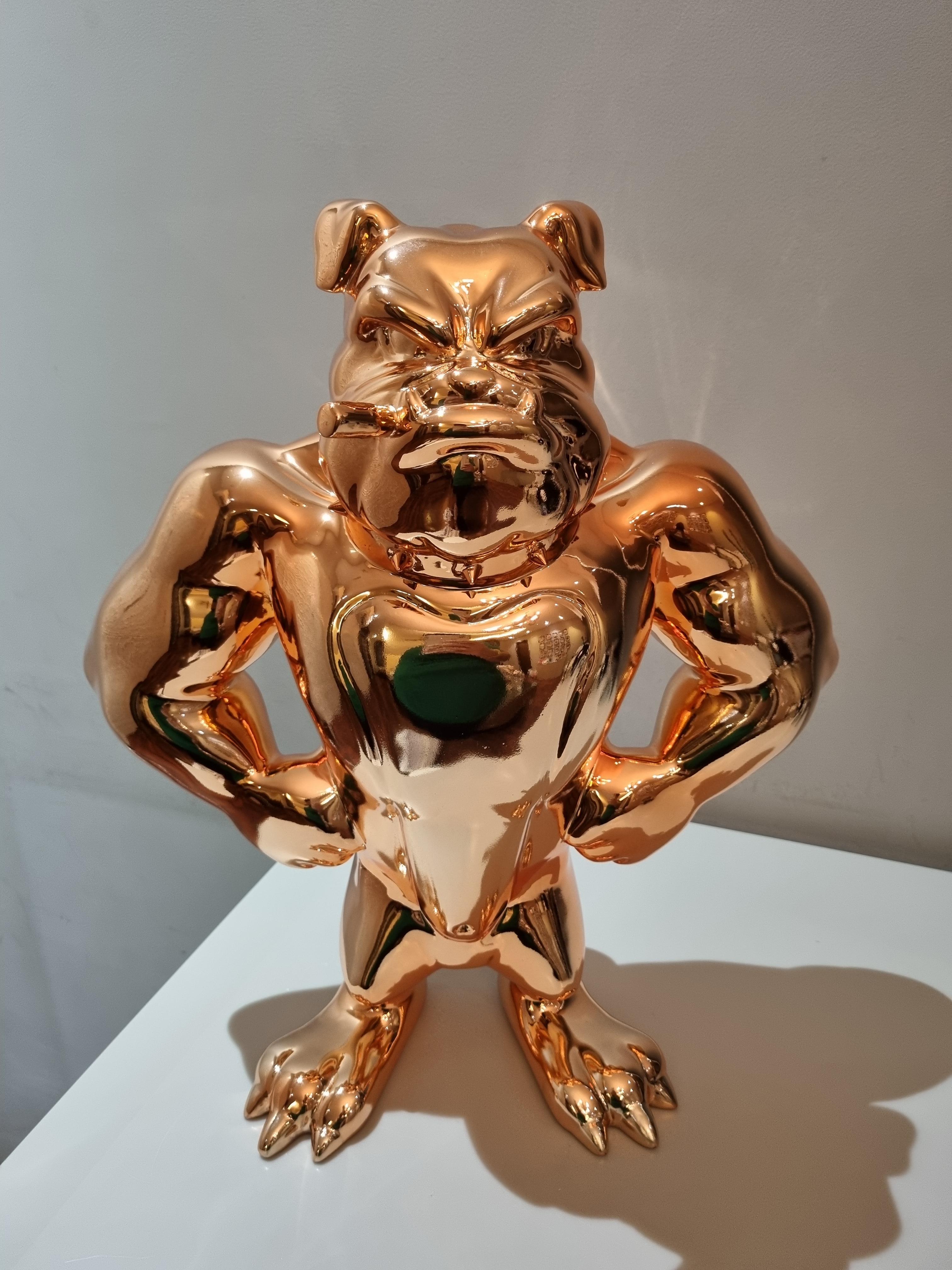 Boss Dog 2-originale ikonische Bulldogge Skulptur Figur-zeitgenössische Kunst-Kunstwerk