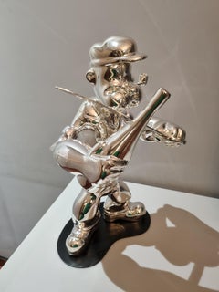 Popeye, Limited Edition 54 x 26 Resin Sculpture, Signed, Silver Finish
