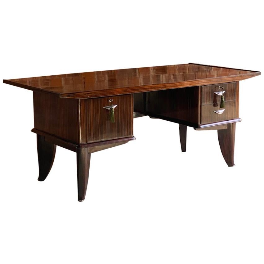 Sanyas et Popot Art Deco Macassar Ebony Desk, Paris, 1930