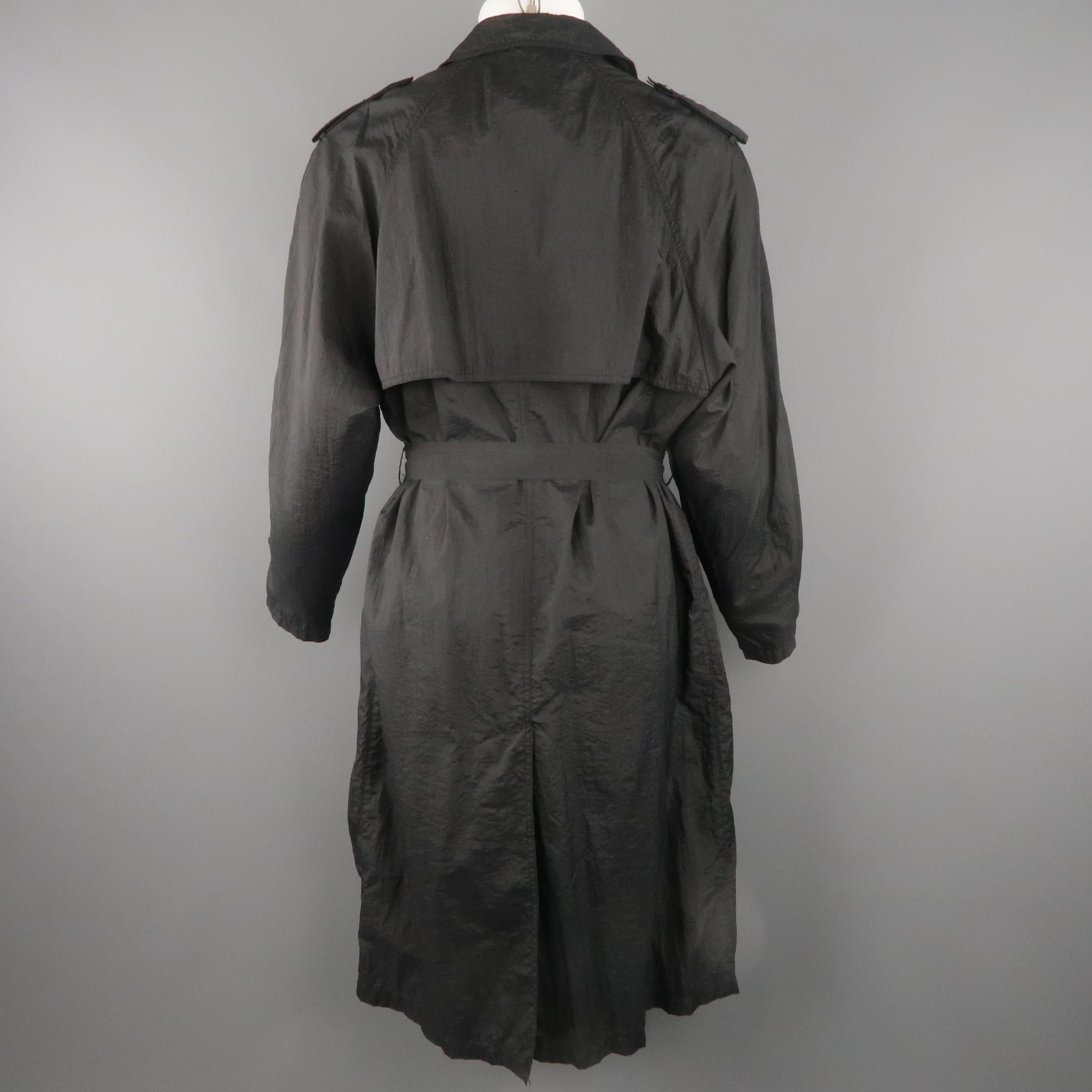 SANYO 40 Black Textured Nylon Belted Raincoat 5