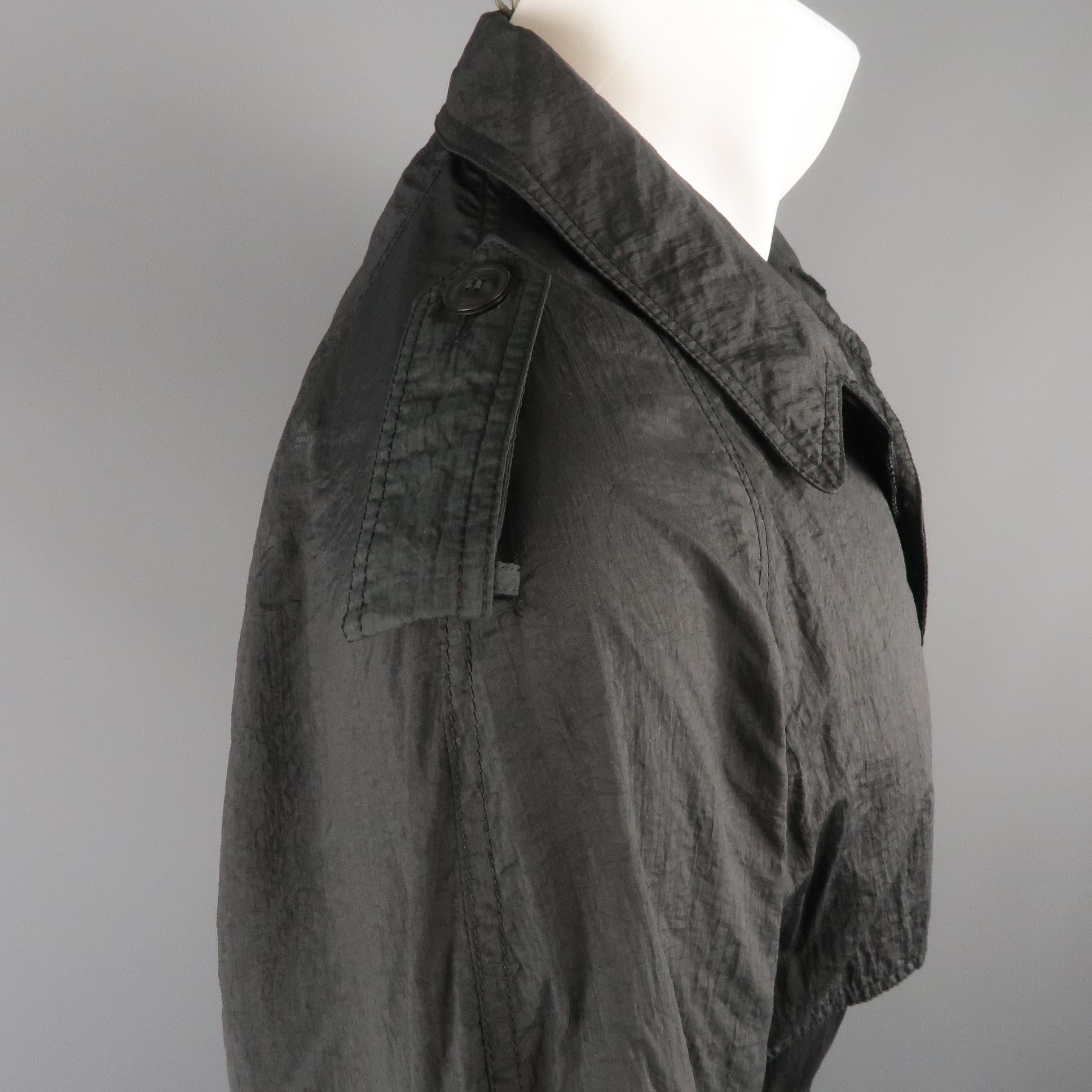 SANYO 40 Black Textured Nylon Belted Raincoat 4