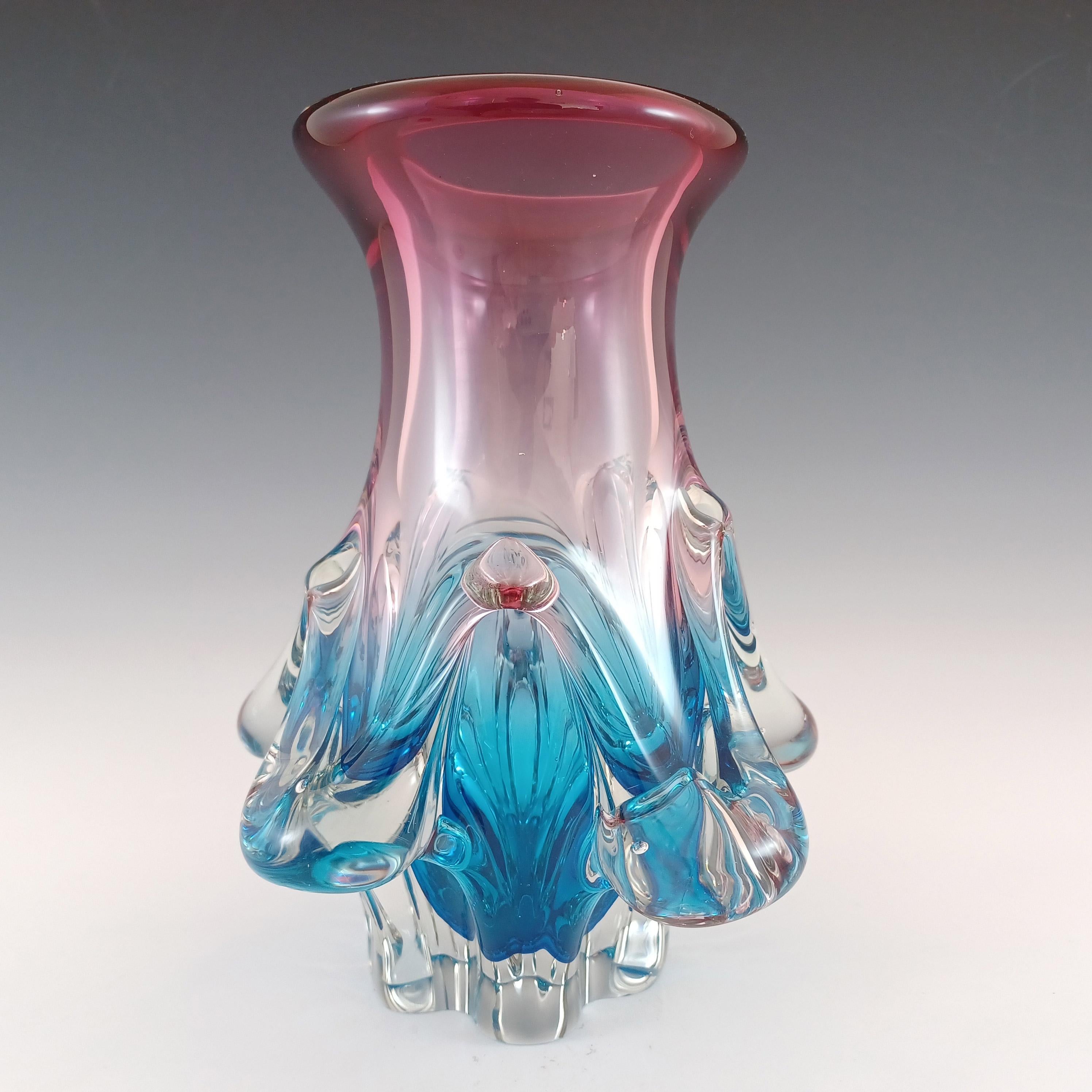 Jarrón Vintage Japonés Sanyu de Cristal Rosa y Azul en Bueno estado para la venta en Bolton, GB