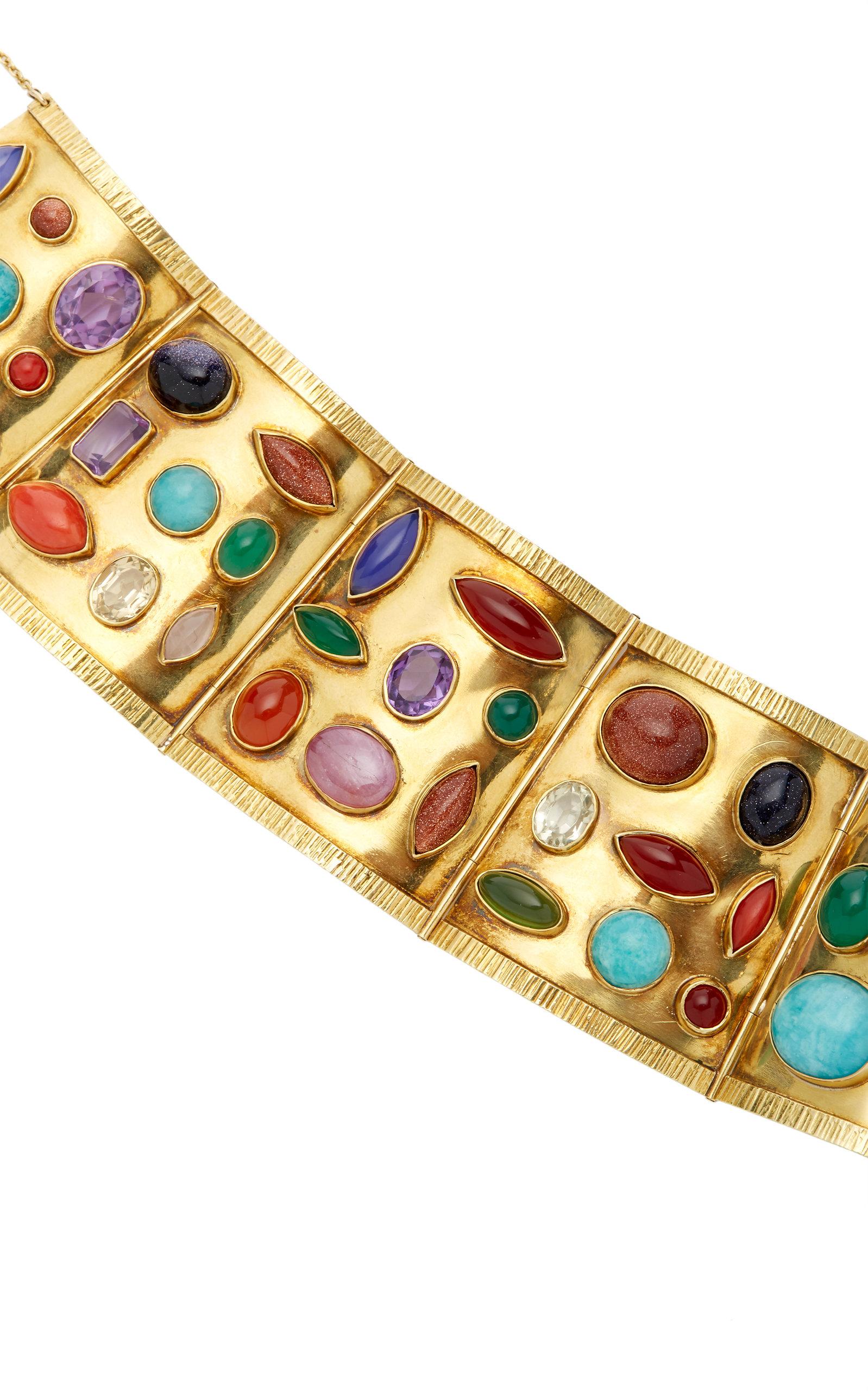Sanz Multi-Color Gemstone Gold Bracelet In Good Condition In New York, NY