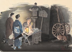 « La voyante », tiré de *La vie et les coutumes japonaises* – Estampe sur bois Shin-Hanga