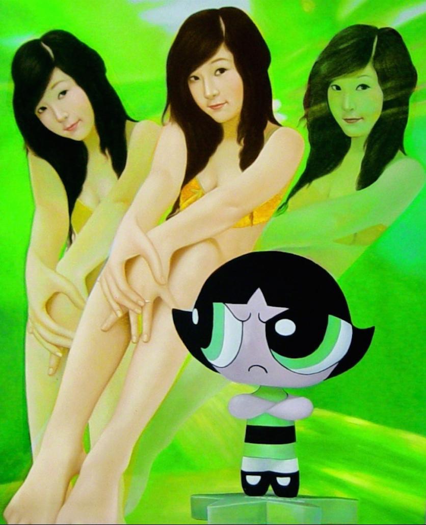 Jelly Green : Armonia di smeraldo Kawai in Lolita Dreams - Painting di SAORI NAKAMISHI