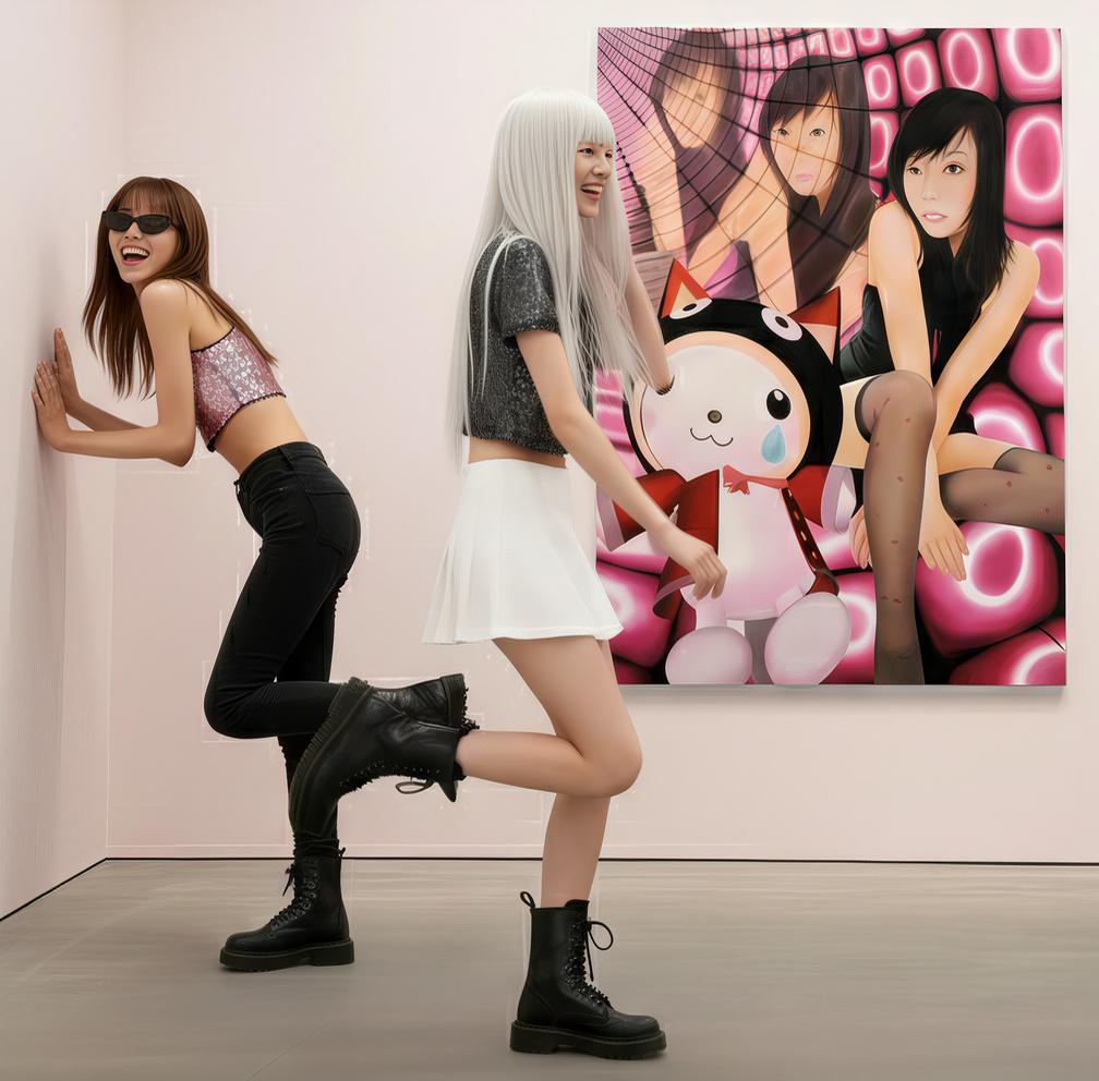 Pink Tubes : Cotton Candy and Ephemeral Lolita Spectrum - Painting by SAORI NAKAMISHI