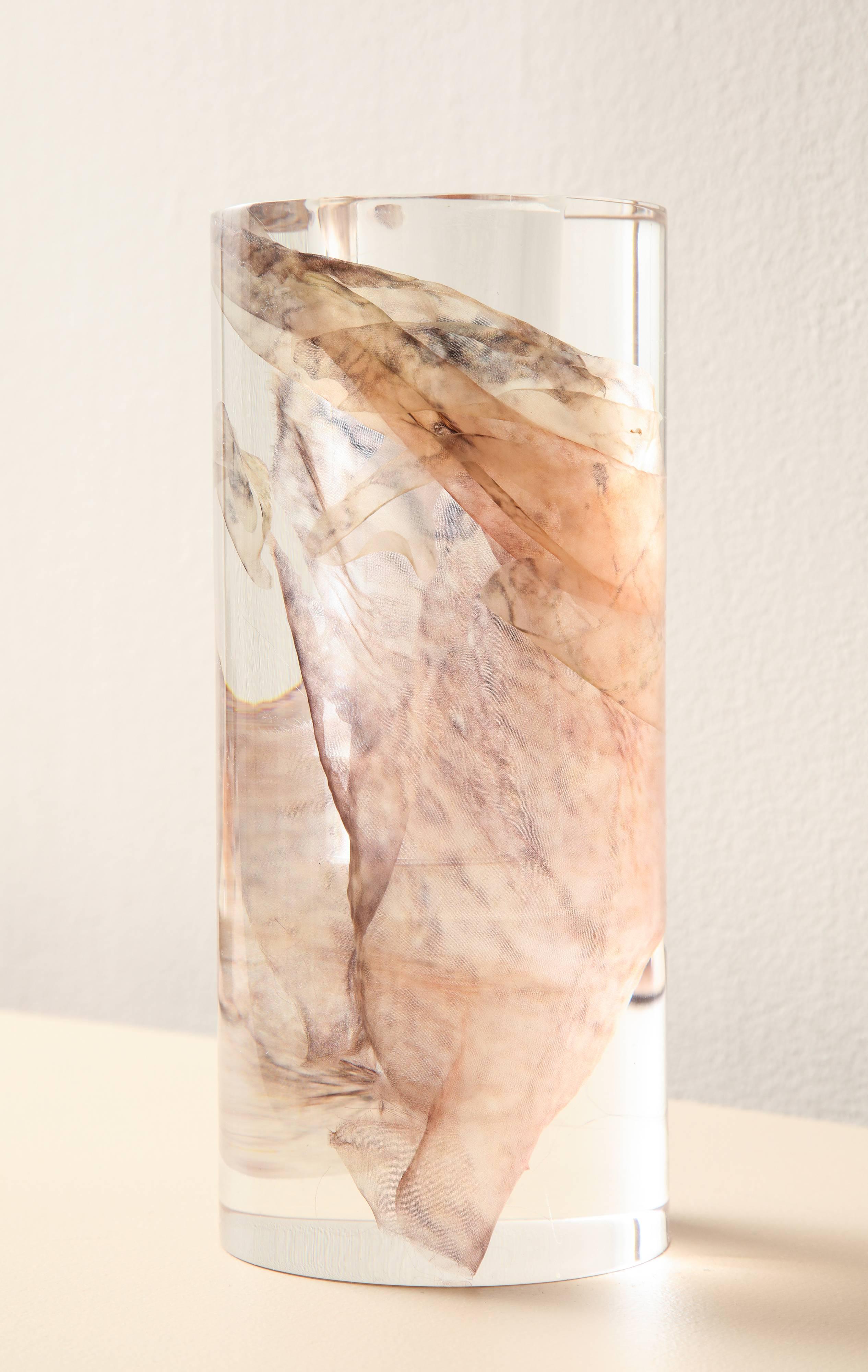 Modern SAP Tall Vase No.01 by Ladies & Gentlemen Studio and Kaarem in Pink Silk & Resin