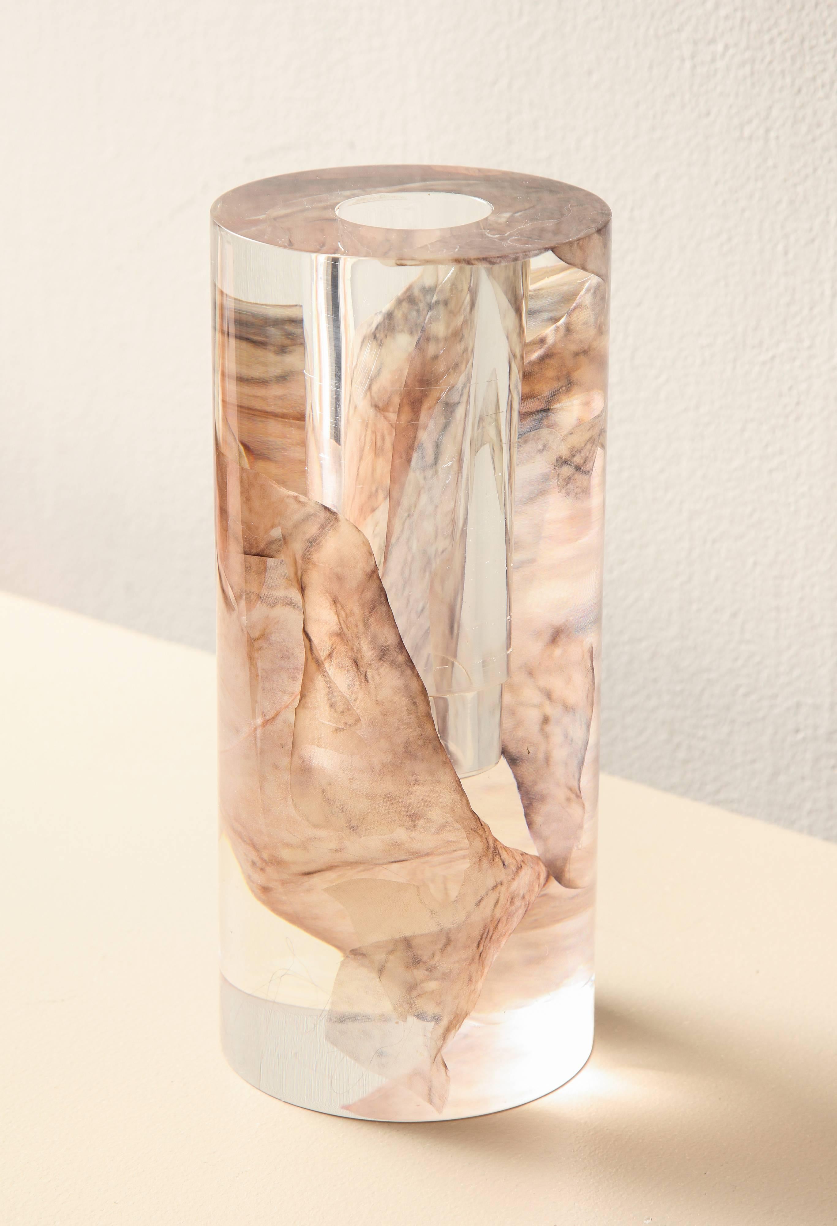 American SAP Tall Vase No.01 by Ladies & Gentlemen Studio and Kaarem in Pink Silk & Resin