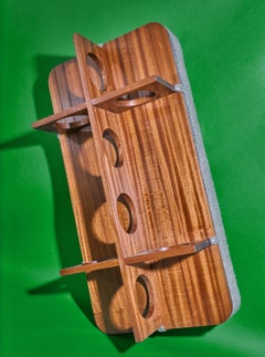 Ottomana in legno di sapele e bouclé di alpaca nello stile del modernismo brasiliano