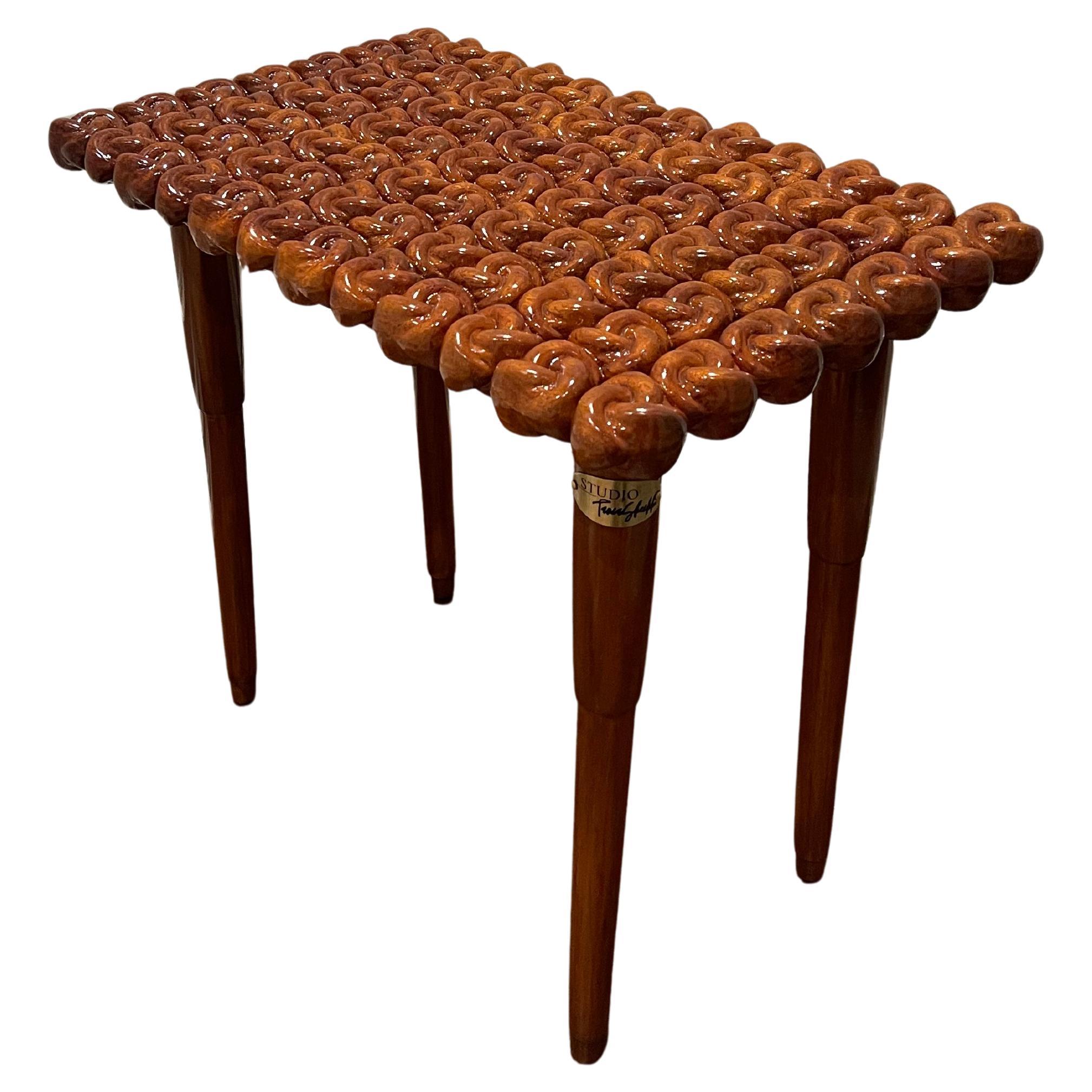 3" Thick Solid Sapele Hardwood - Hand Finished - Modern Organic Sculptural Knot For Sale