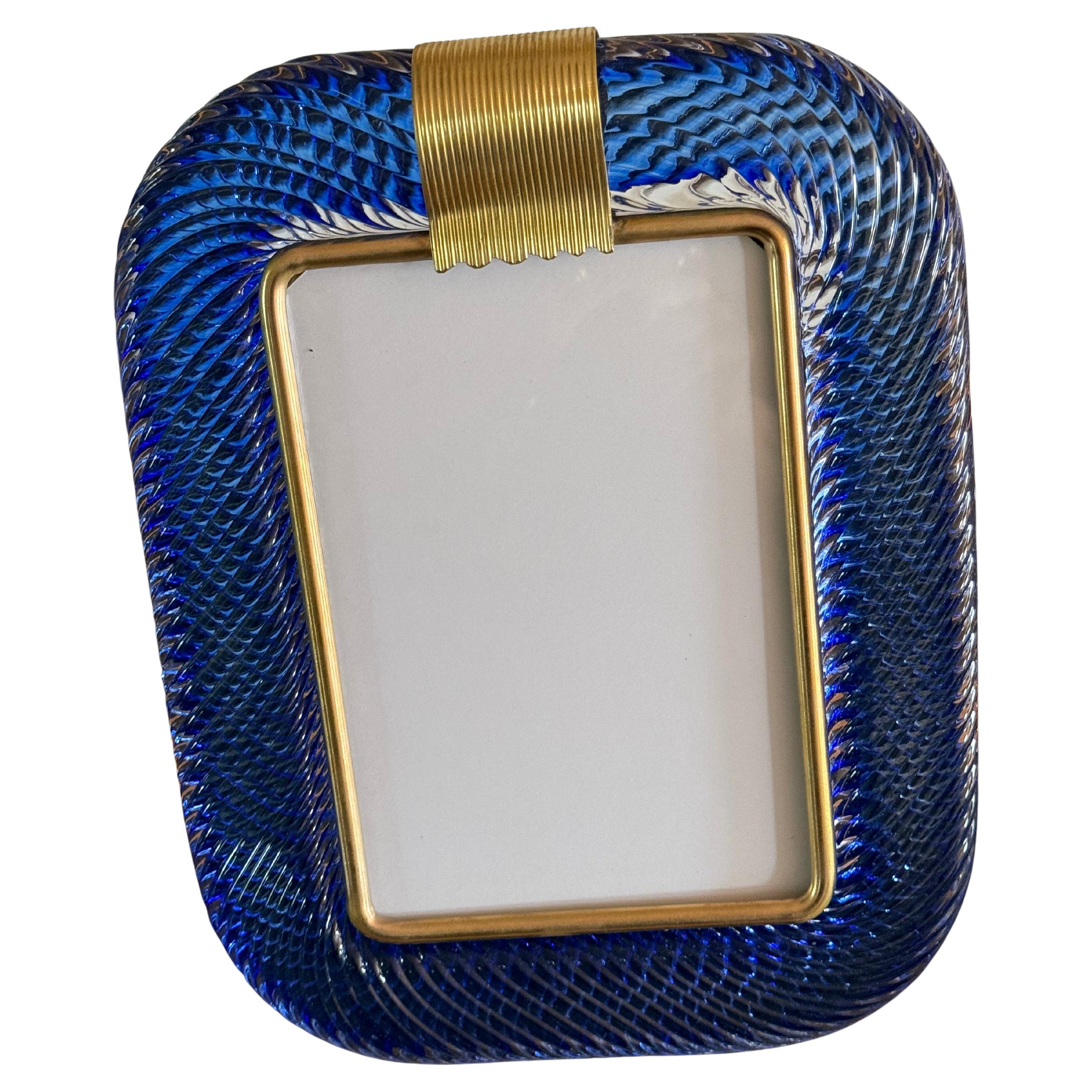 Fotorahmen aus Murano-Glas in Saphirblau