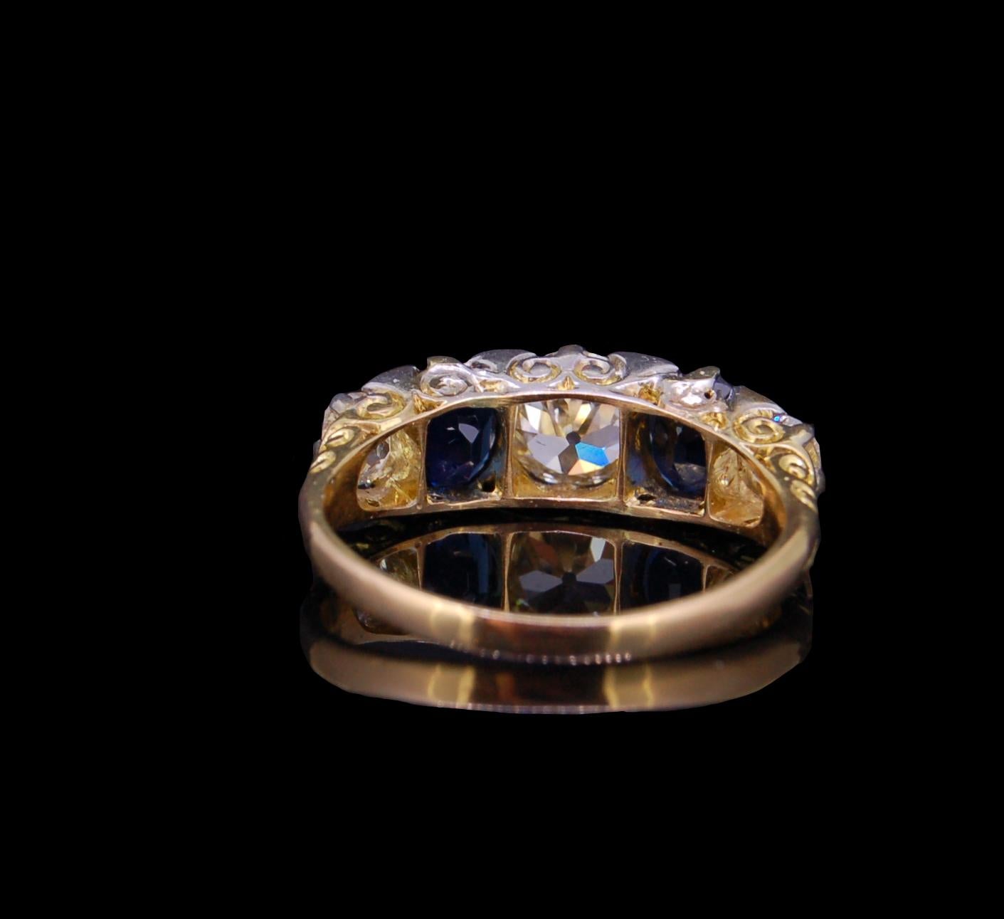 sapphire and diamond 5 stone ring