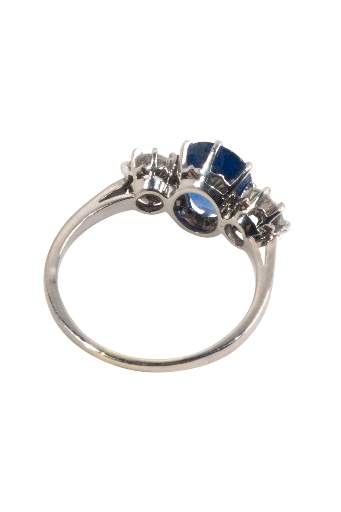 Mixed Cut Saphire and Diamond Ring vintage 1950 For Sale