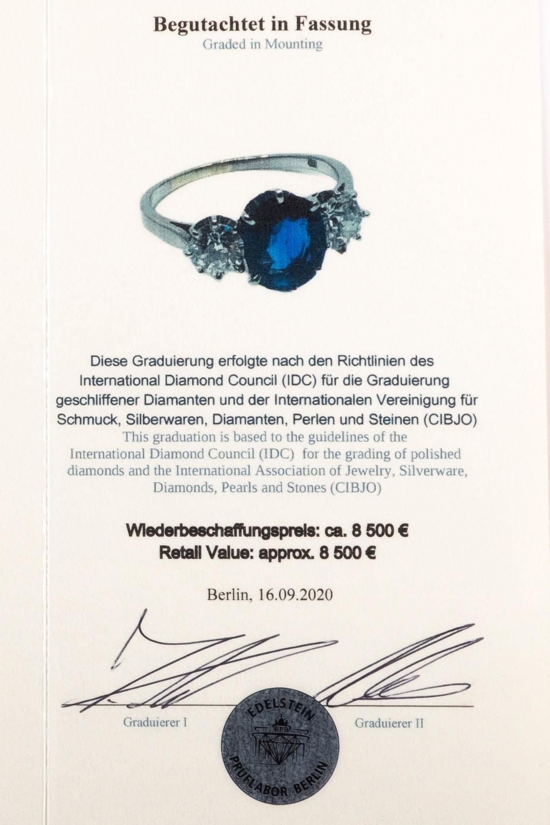 Saphire and Diamond Ring vintage 1950 For Sale 2