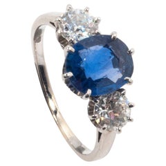 Saphire and Diamond Ring vintage 1950