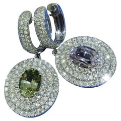 Boucles d'oreilles saphire Briliant 2.06 ct 1.15 ct lavendel vert Ilakaka Mine Madagascar