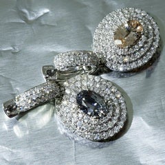 Saphire Brilliant Earrings 1.40 1.09 ct Ilakaka Mine Madagascar blue and apricot