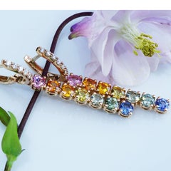 Saphire Brilliant Earrings 7 Different Chakra Colors 2.81ct Goldsmith Work Italy
