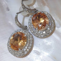 Saphire Brilliant Earrings 900 Platinum orange-pink 7.14 1.14ct incredible Color