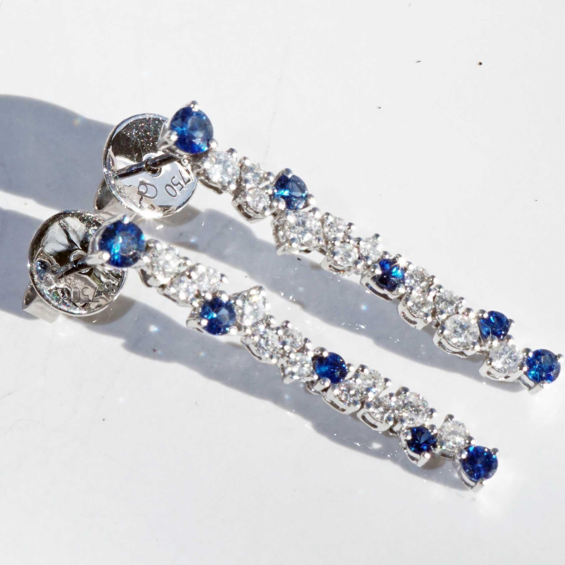 Modern Saphire Brilliant Earrings for a glorious Appearance 0.50 ct 0.56 ct 27 x 4 mm
