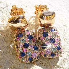 Saphire Brilliant Earrings Wonderful Play of Colors 2.5ct 0.22ct TW VS Goldsmith