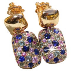 Saphire Brilliant Earrings Wonderful Play of Colors 2.5ct 0.22ct TW VS Goldsmith