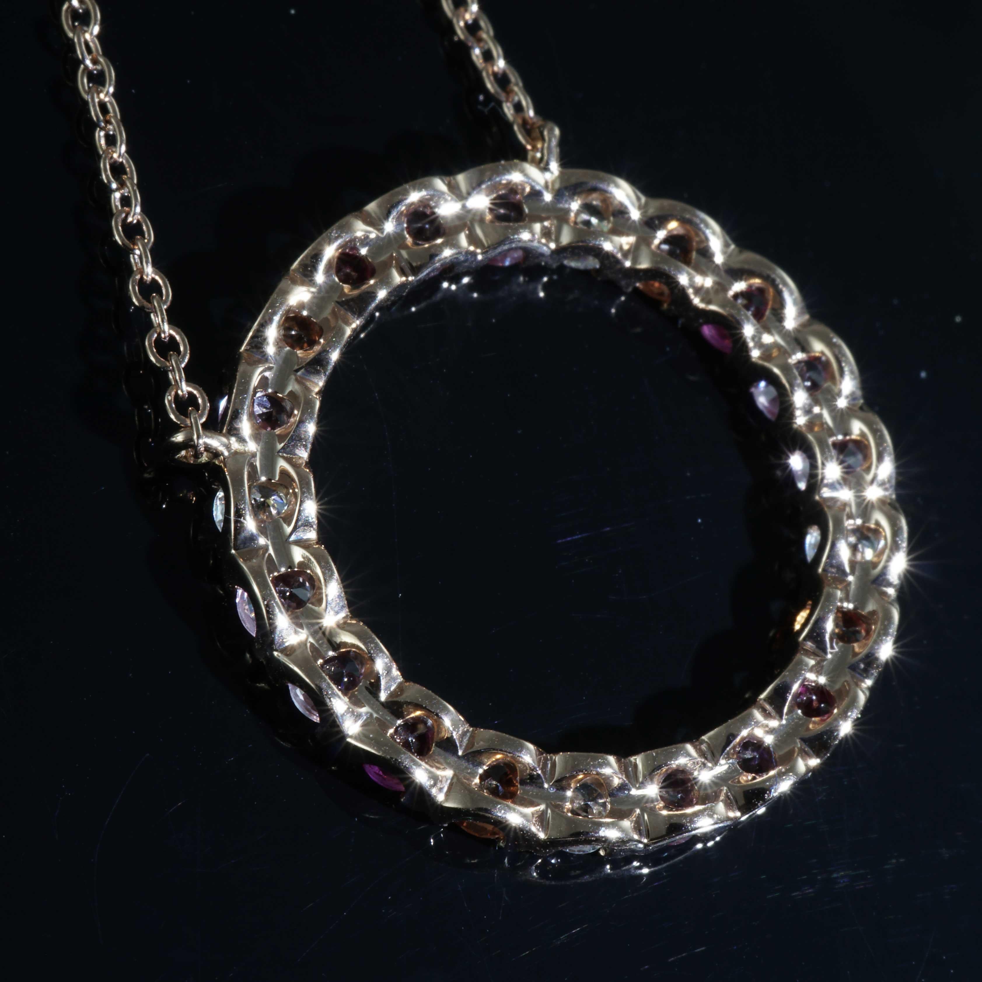 Collana di Brilliante di Zaffiro stupefacente gioco di colori rosa arancio Zaffiri 1,21 ct In condizioni Nuovo in vendita a Viena, Viena