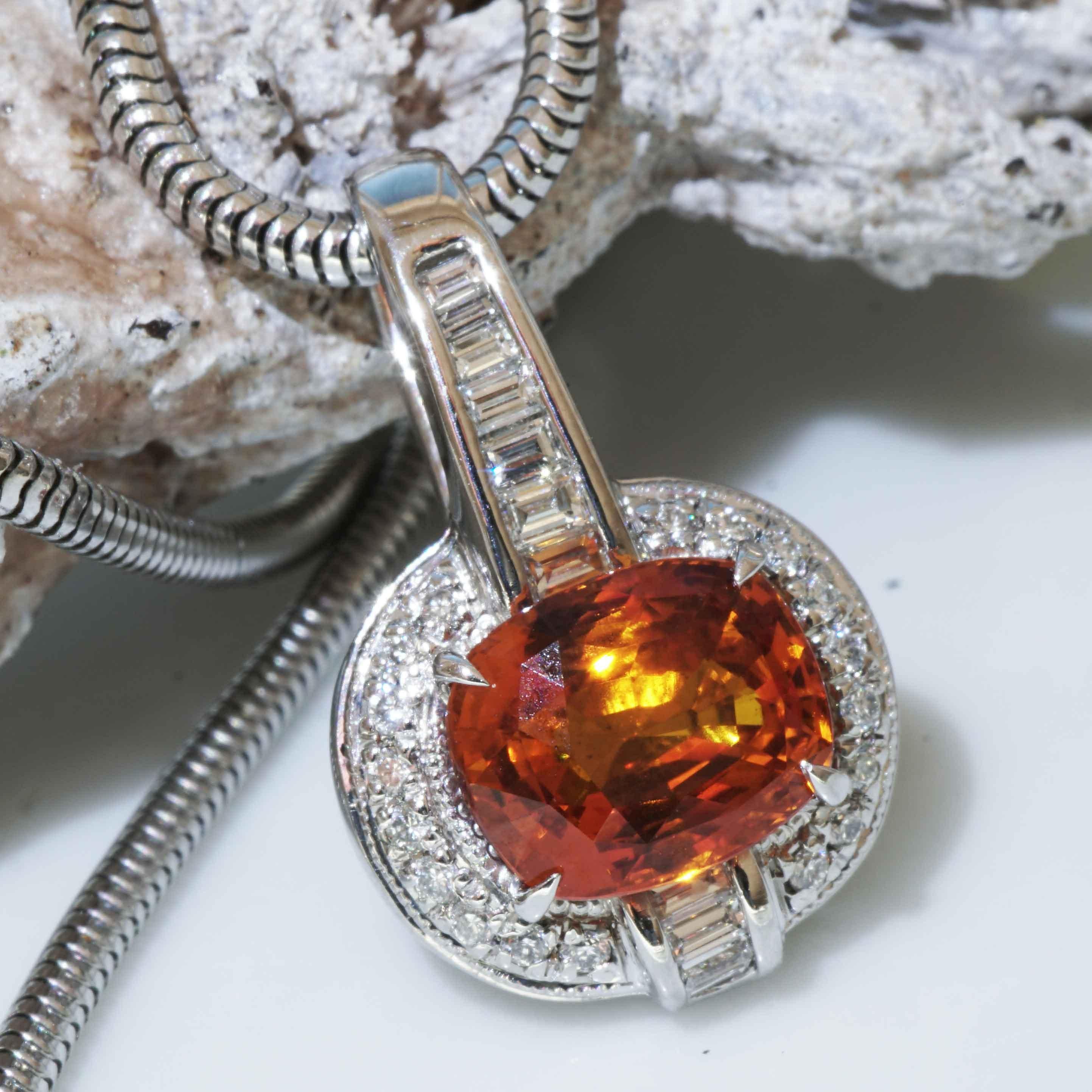 Saphire Brilliante Pendentif Platine lumineuse incroyable Couleur 3.585 ct 1.46 ct en vente 4