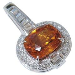 Saphire Brilliant Pendant Platinum luminous incredible Color 3.585 ct 1.46 ct