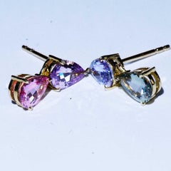 Saphire Earrings Natural Color 2.14 ct Ilakaka Mine Madagascar Great Colors