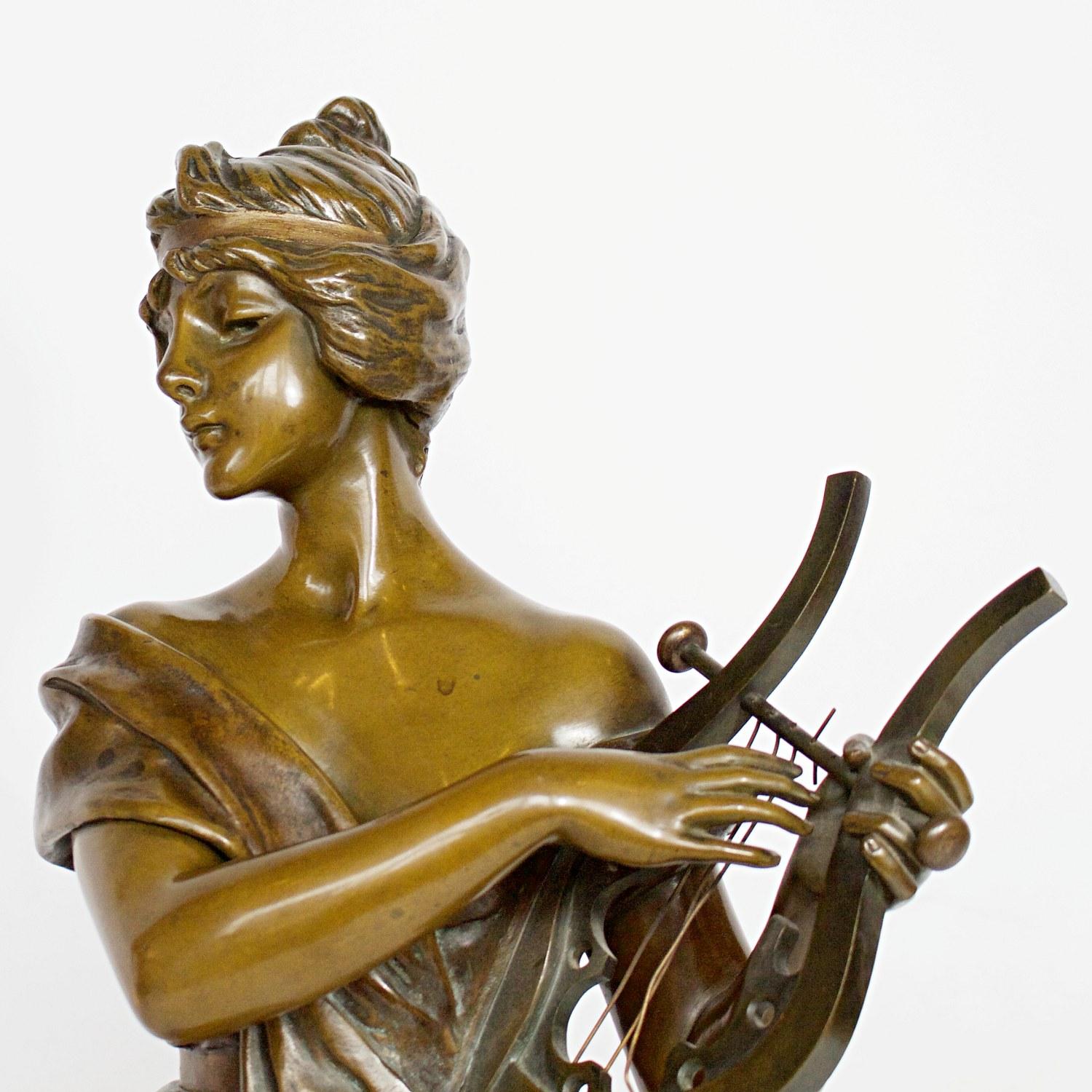 'Sapho' a Large Art Nouveau Bronze Sculpture by Emmanuel Villanis, circa 1890 4