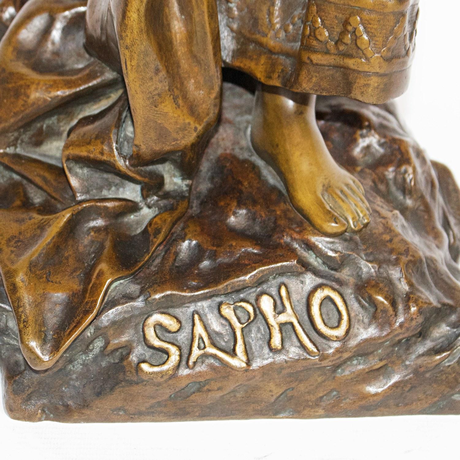Sapho', grande sculpture en bronze Art Nouveau d'Emmanuel Villanis, vers 1890 6