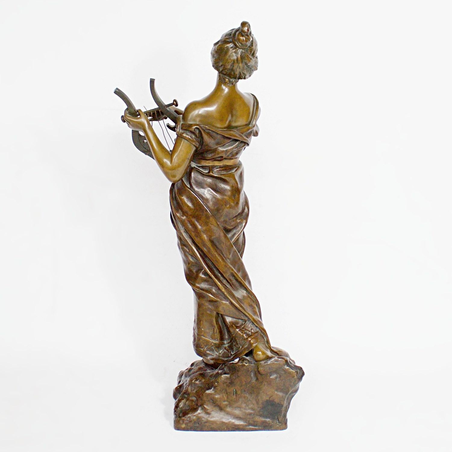 French 'Sapho' a Large Art Nouveau Bronze Sculpture by Emmanuel Villanis, circa 1890