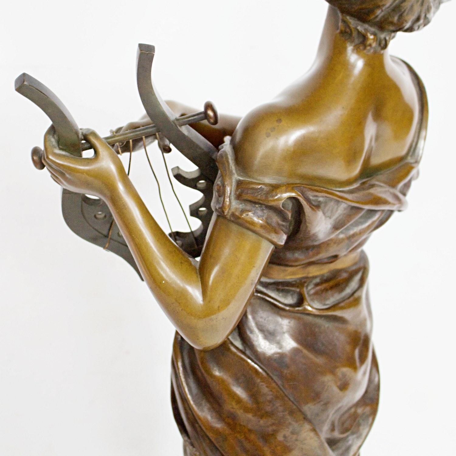 'Sapho' a Large Art Nouveau Bronze Sculpture by Emmanuel Villanis, circa 1890 In Good Condition In Forest Row, East Sussex