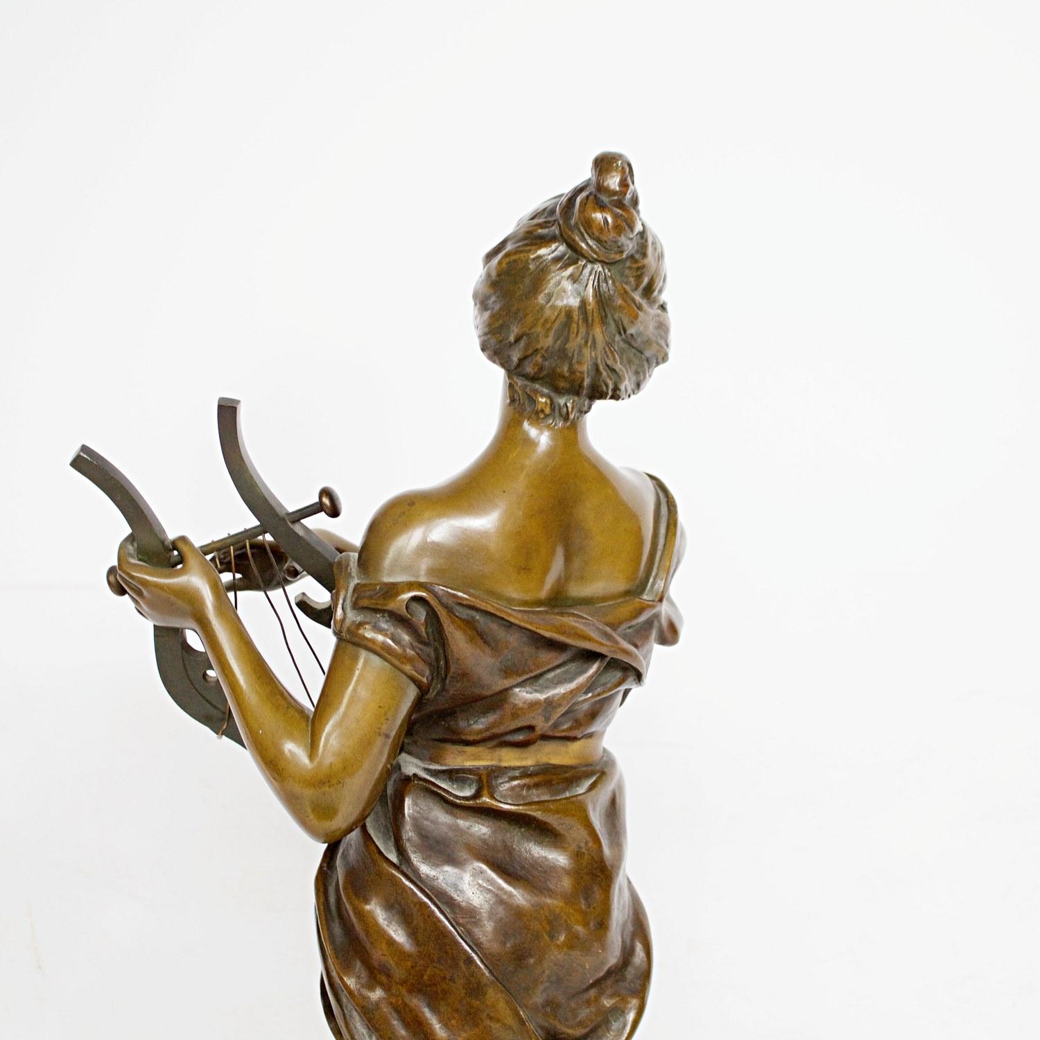 Sapho', grande sculpture en bronze Art Nouveau d'Emmanuel Villanis, vers 1890 1