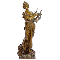 « Sapho », une grande sculpture en bronze Art nouveau d'Emmanuel Villanis, vers 1890