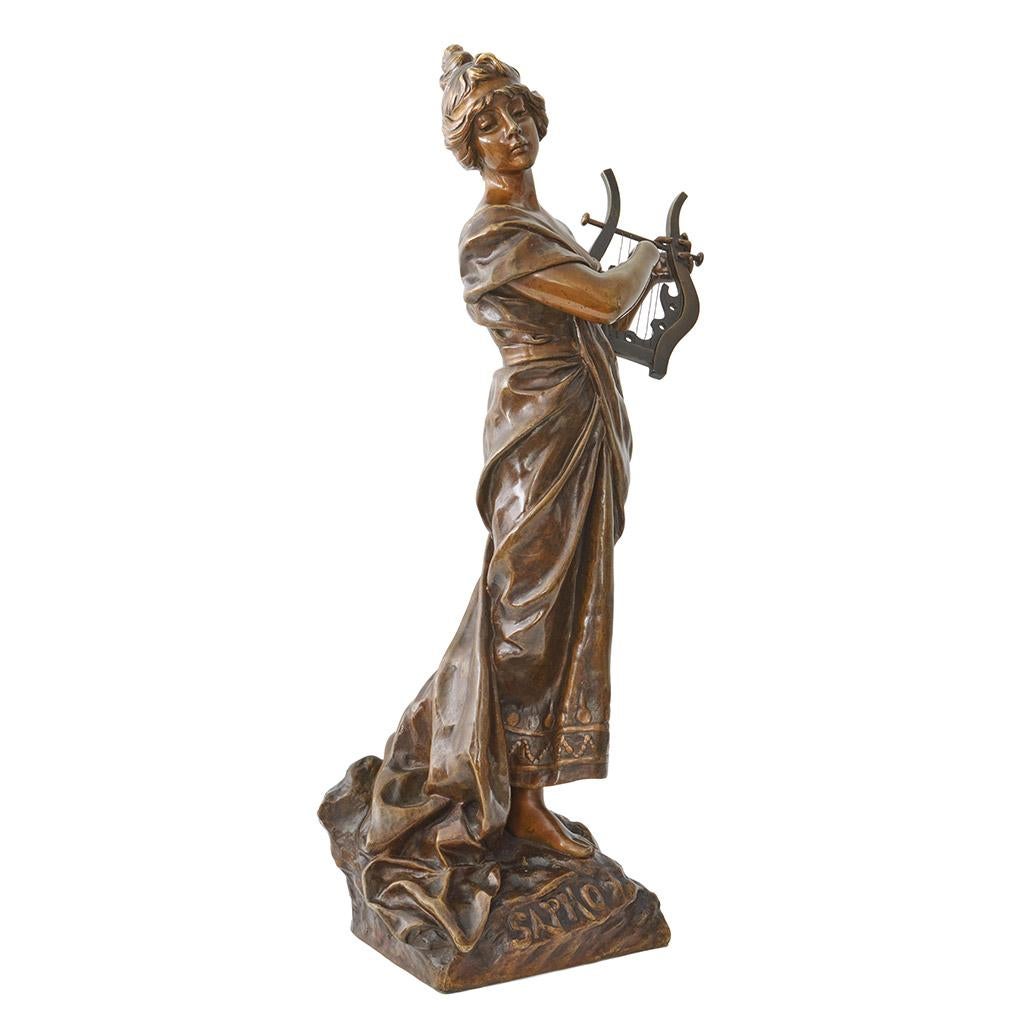 Fin du XIXe siècle Sapho, grande sculpture Art nouveau d'Emmanuel Villanis en vente