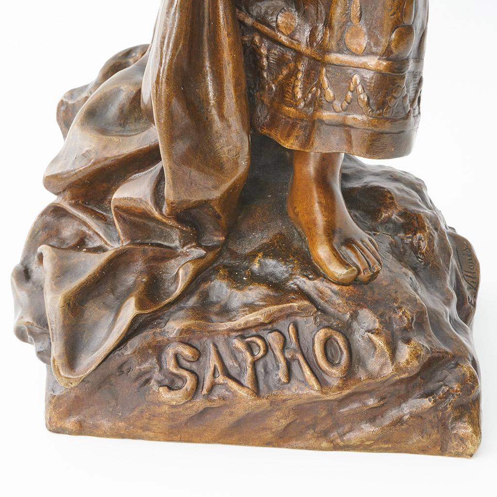 Sapho, grande sculpture Art nouveau d'Emmanuel Villanis en vente 1
