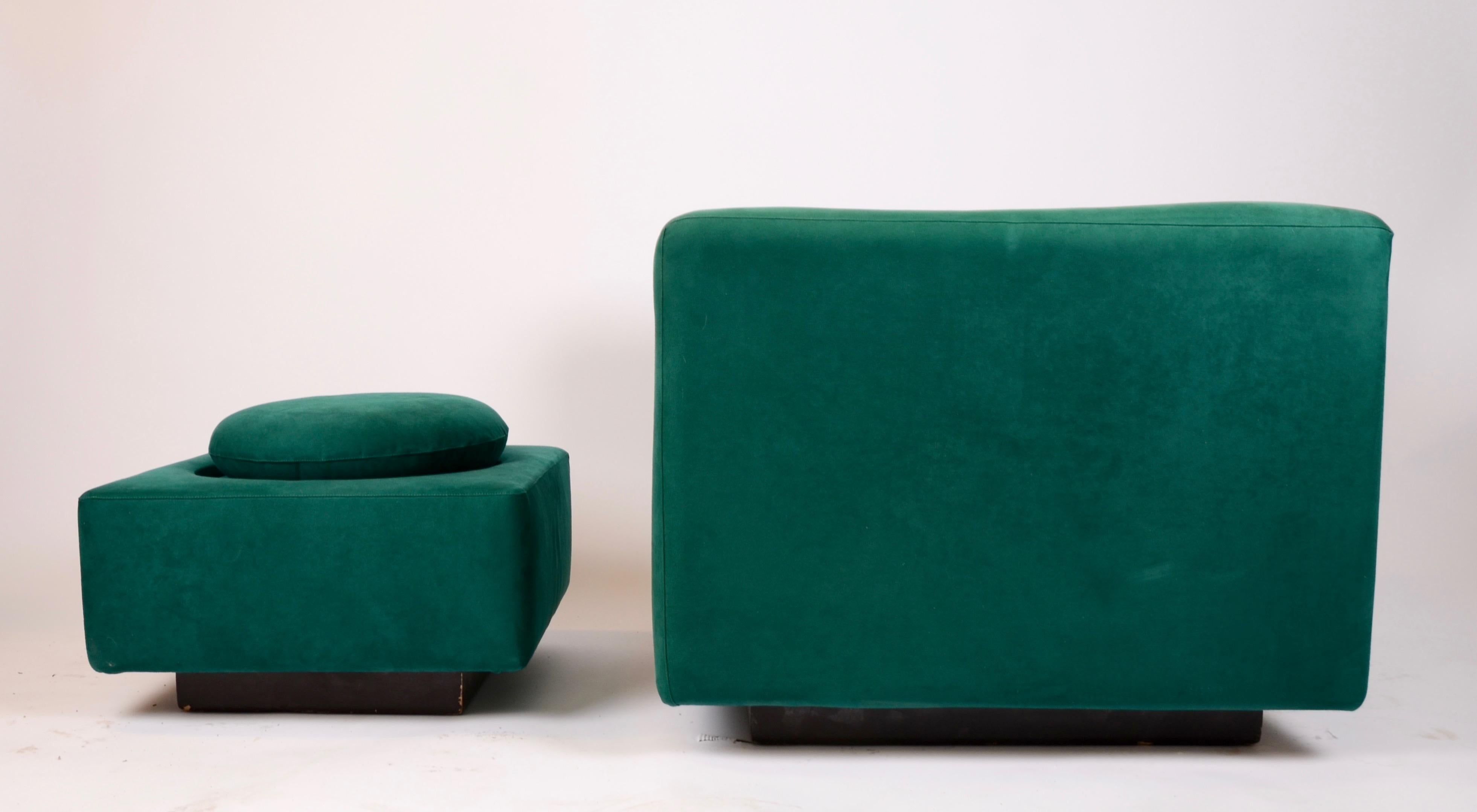 Saporiti, Armchairs with Foot Stool, 1970s, Italy In Good Condition In Stockholm, SE
