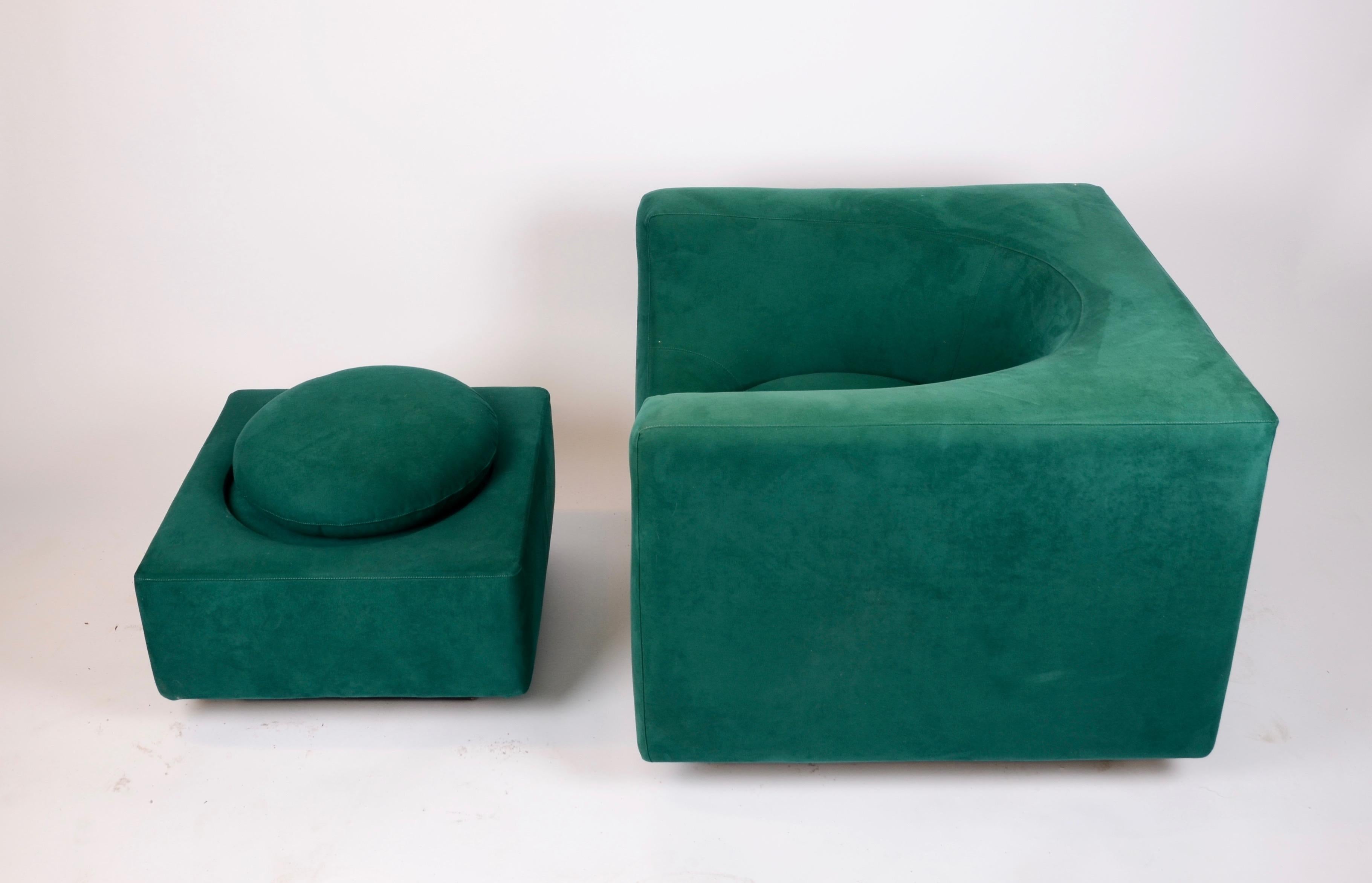 Late 20th Century Saporiti, Armchairs with Foot Stool, 1970s, Italy